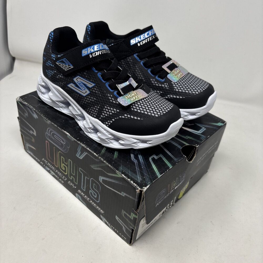 Skechers S-Lights Vortex 2.0 Boys Size 3.5 Little Kid Black Blue